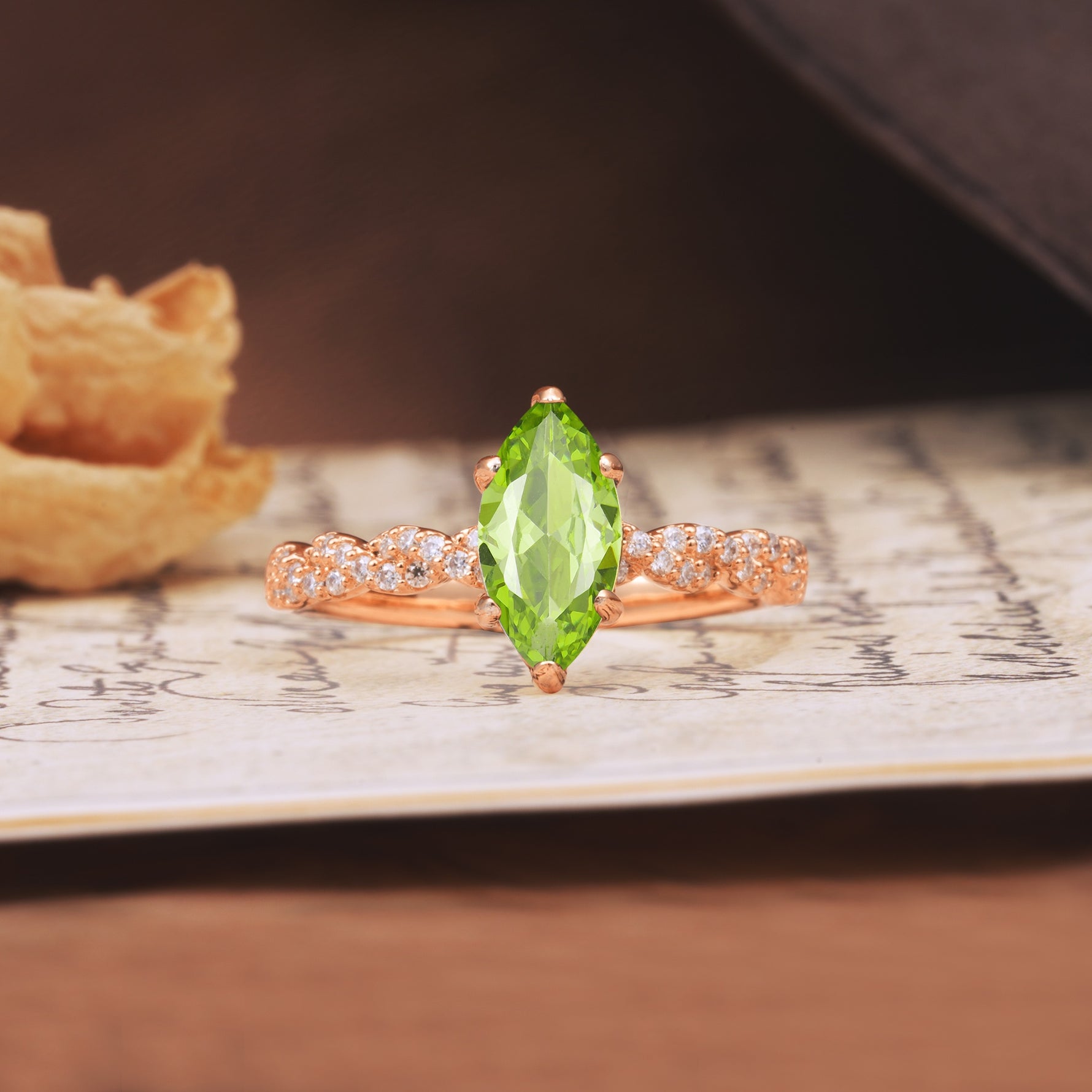 Classic Simple 8-Prong Princess Cut Peridot Engagement Ring - Additional view