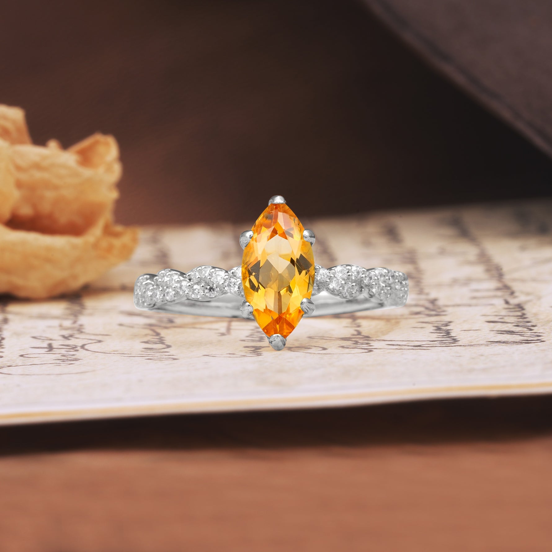 Classic Simple 8-Prong Princess Cut Citrine Engagement Ring - Additional view