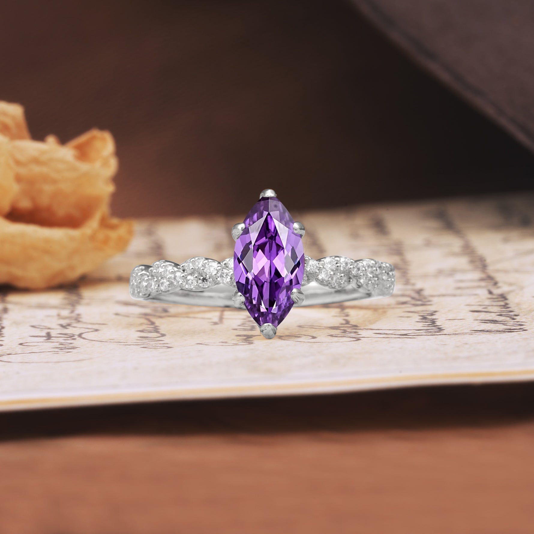 Classic Simple 8-Prong Princess Cut Amethyst Engagement Ring - Additional view