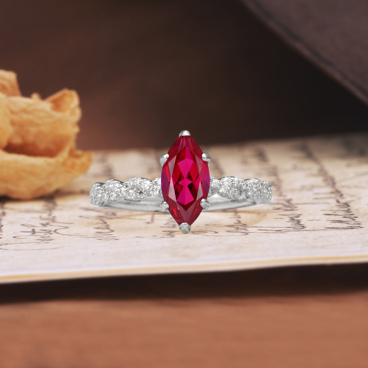 Classic Simple 8-Prong Princess Cut Ruby Engagement Ring - Additional view