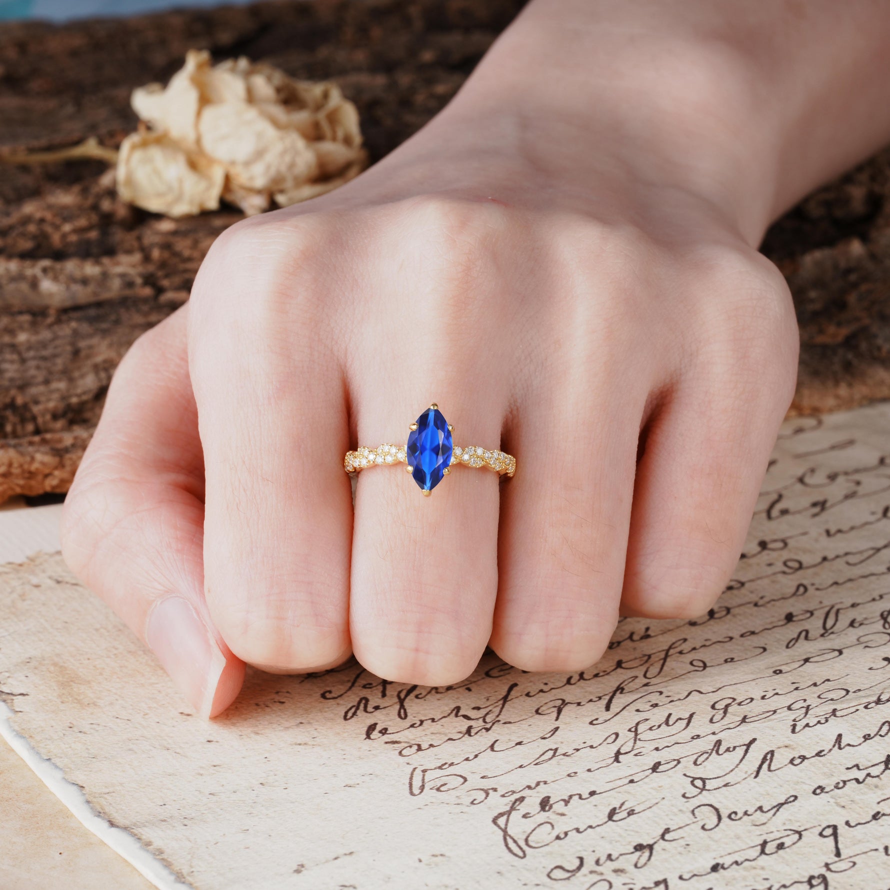 Classic Simple 8-Prong Princess Cut Sapphire Engagement Ring - Additional view