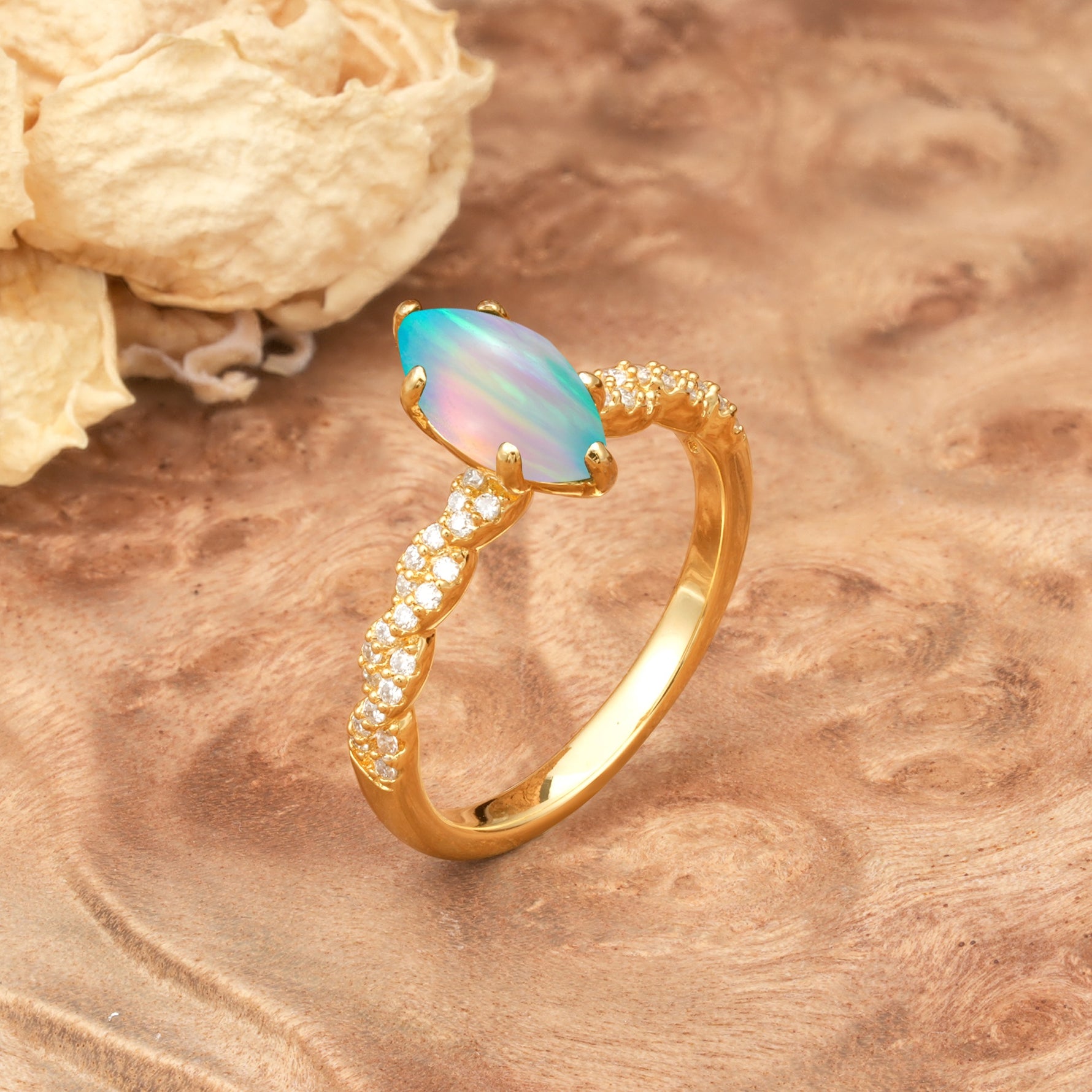 Classic Simple 8-Prong Princess Cut Fire Opal Engagement Ring - Additional view