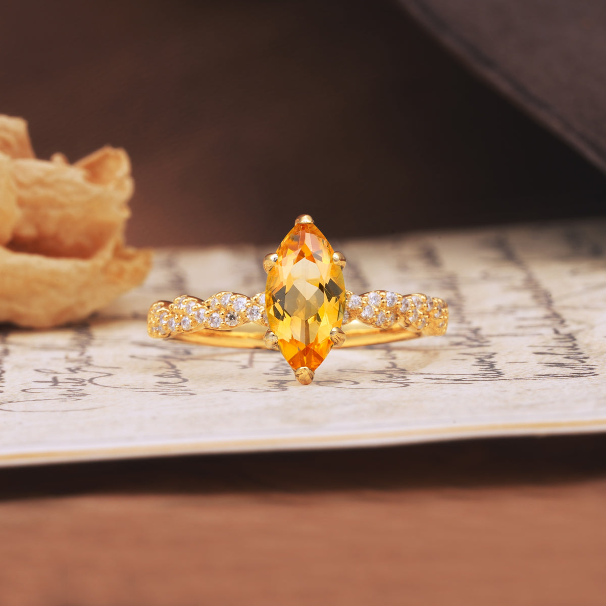 Classic Simple 8-Prong Princess Cut Citrine Engagement Ring - Additional view