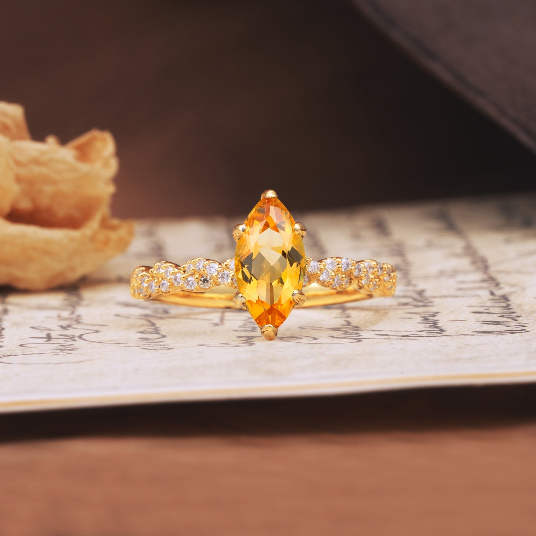 Classic Simple 8-Prong Princess Cut Citrine Engagement Ring - Additional view
