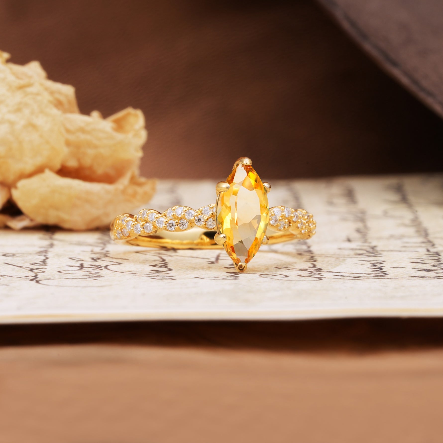 Classic Simple 8-Prong Princess Cut Citrine Engagement Ring - Additional view