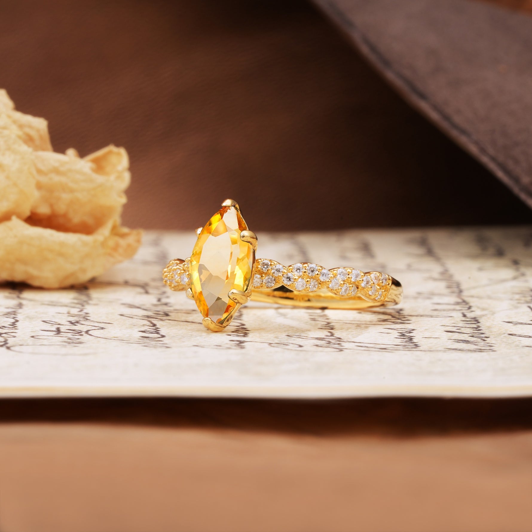 Classic Simple 8-Prong Princess Cut Citrine Engagement Ring - Additional view