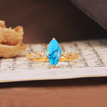 Classic Simple 8-Prong Princess Cut Turquoise Engagement Ring - Additional view