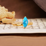 Classic Simple 8-Prong Princess Cut Turquoise Engagement Ring - Additional view