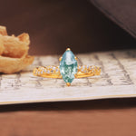 Classic Simple 8-Prong Princess Cut Moss Agate Engagement Ring - Additional view