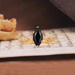 Classic Simple 8-Prong Princess Cut Black Onyx Engagement Ring - Additional view