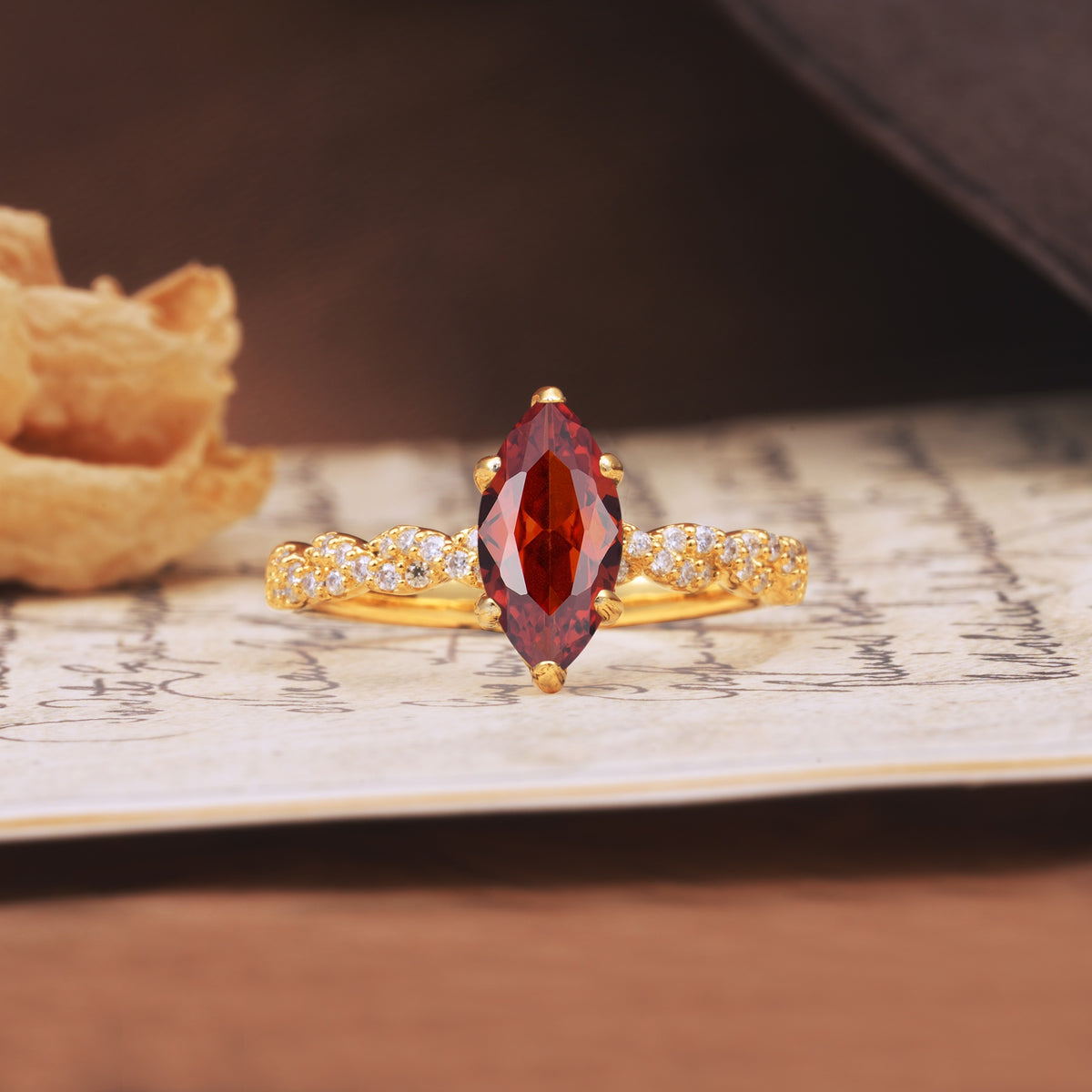 Classic Simple 8-Prong Princess Cut Garnet Engagement Ring - Additional view