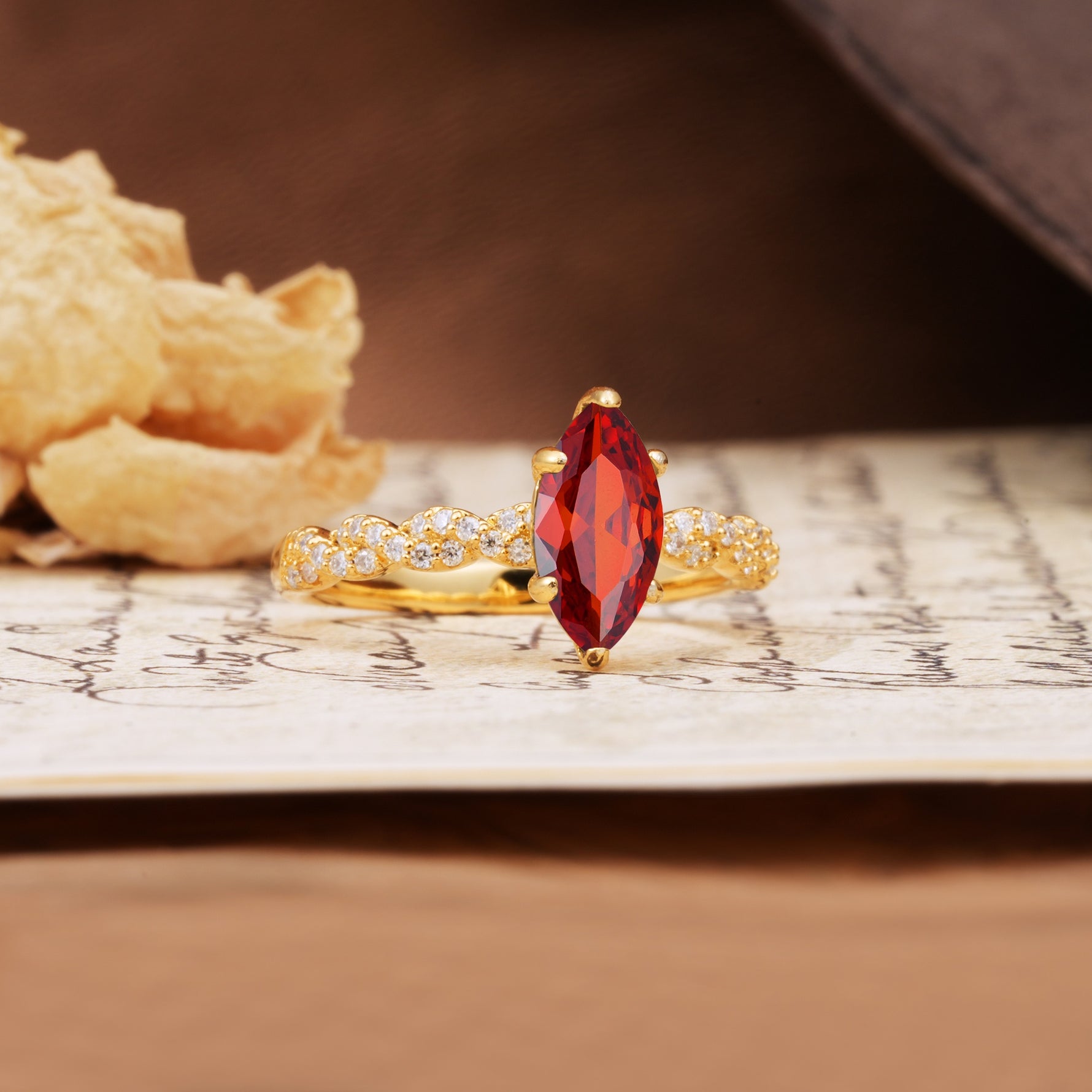 Classic Simple 8-Prong Princess Cut Garnet Engagement Ring - Additional view