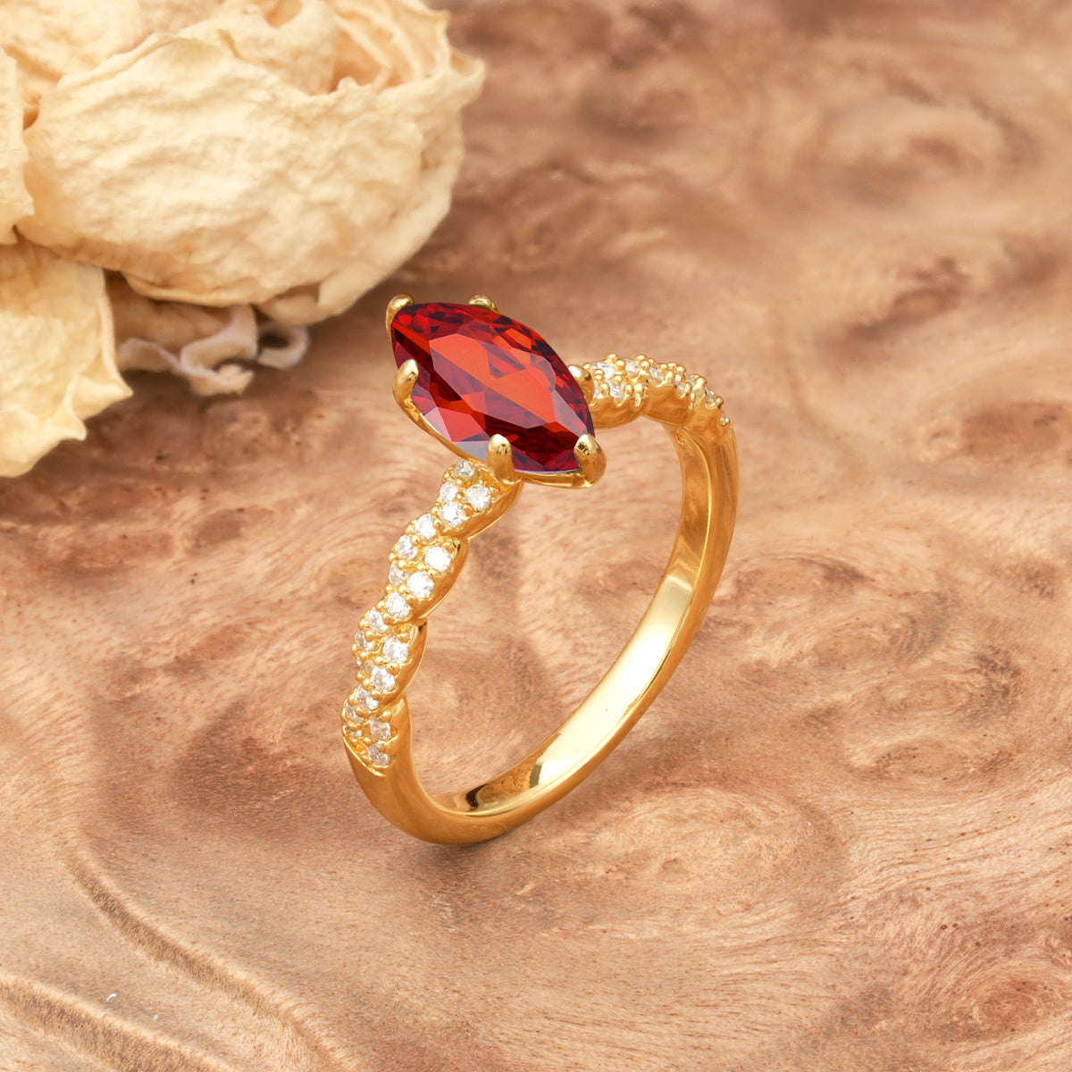 Classic Simple 8-Prong Princess Cut Garnet Engagement Ring - Additional view