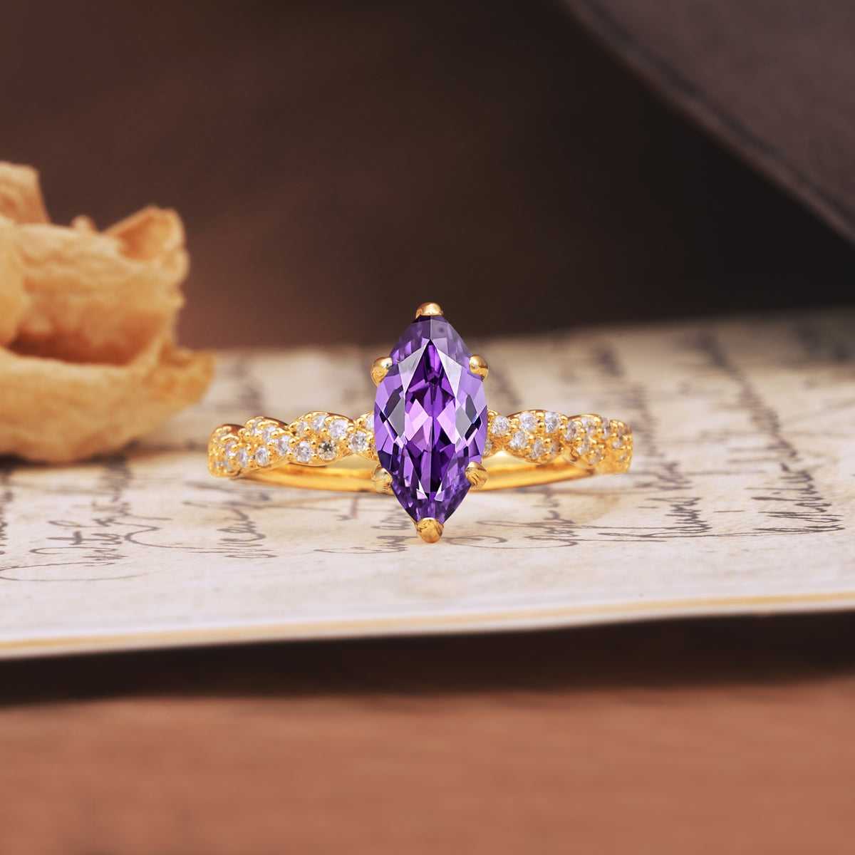 Classic Simple 8-Prong Princess Cut Amethyst Engagement Ring - Additional view