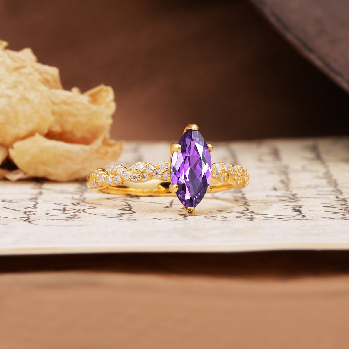 Classic Simple 8-Prong Princess Cut Amethyst Engagement Ring - Additional view