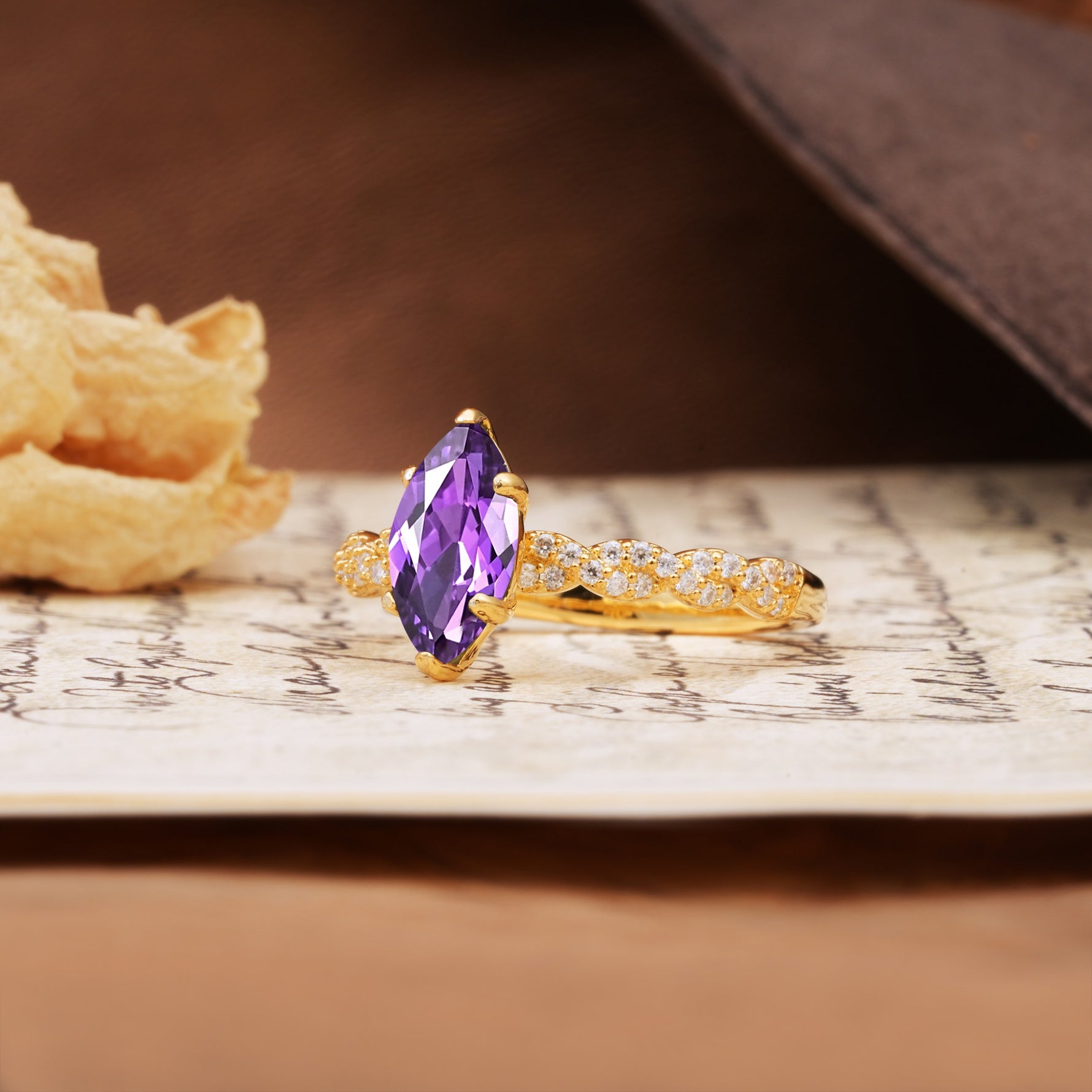 Classic Simple 8-Prong Princess Cut Amethyst Engagement Ring - Additional view
