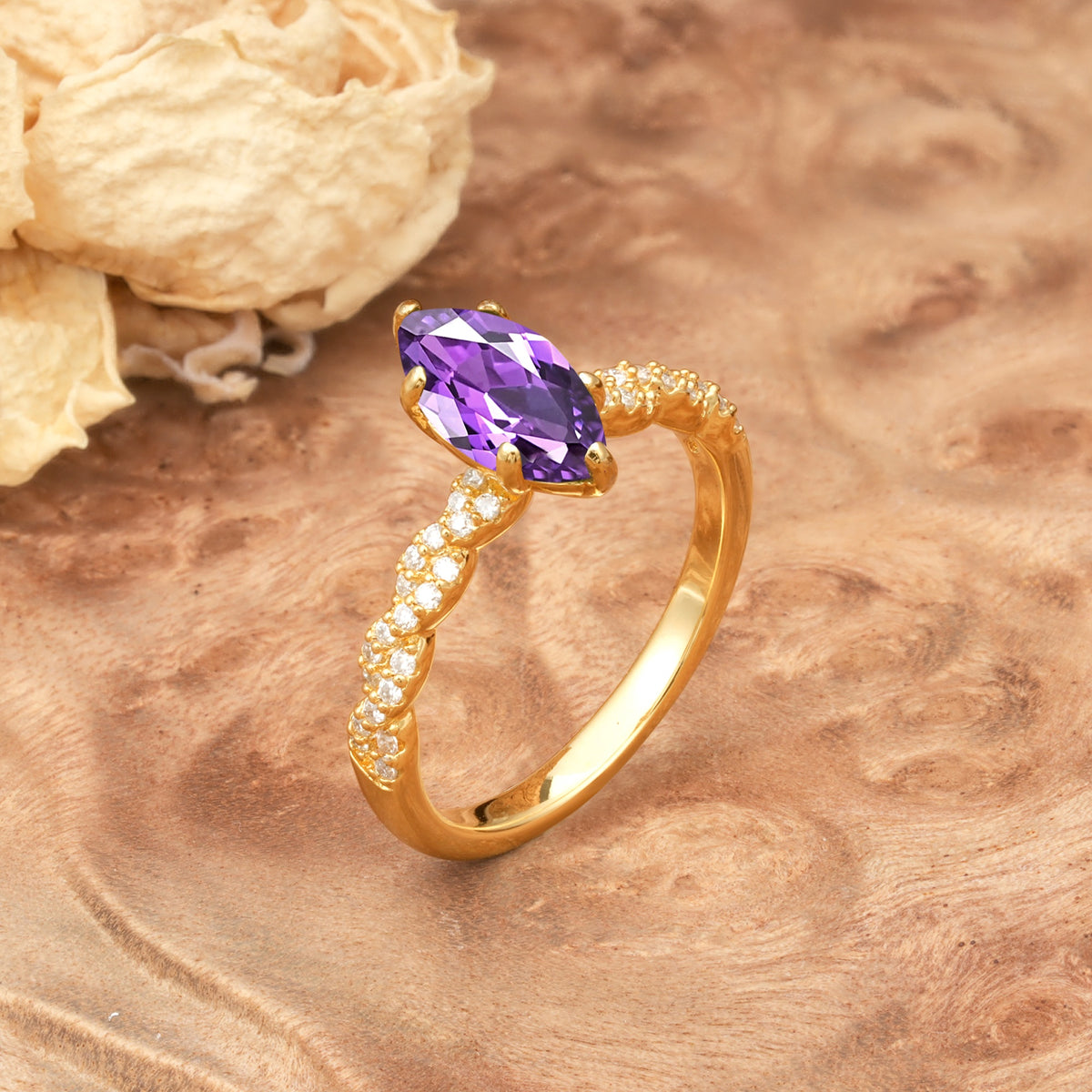 Classic Simple 8-Prong Princess Cut Amethyst Engagement Ring - Additional view