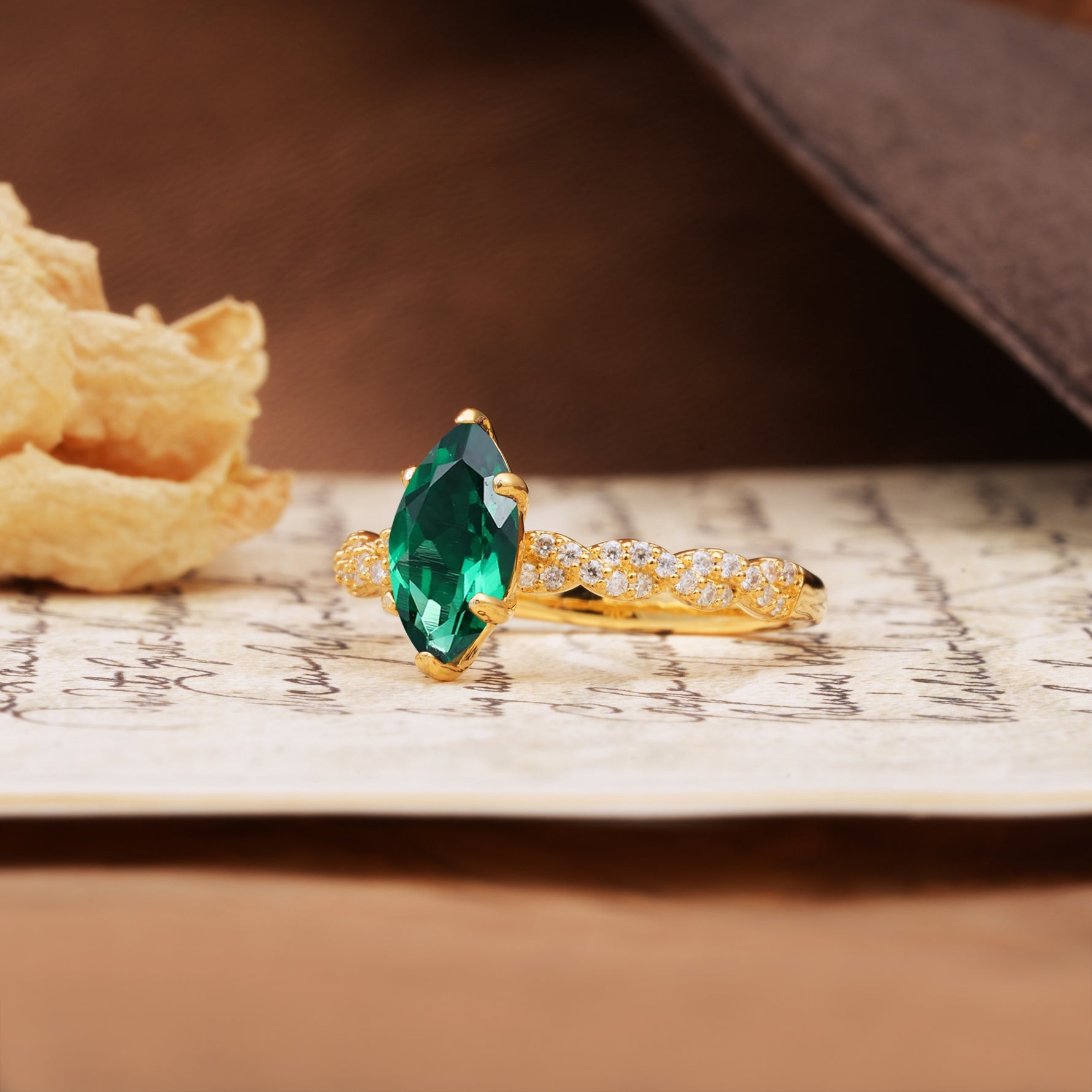 Classic Simple 8-Prong Princess Cut Emerald Engagement Ring - Additional view