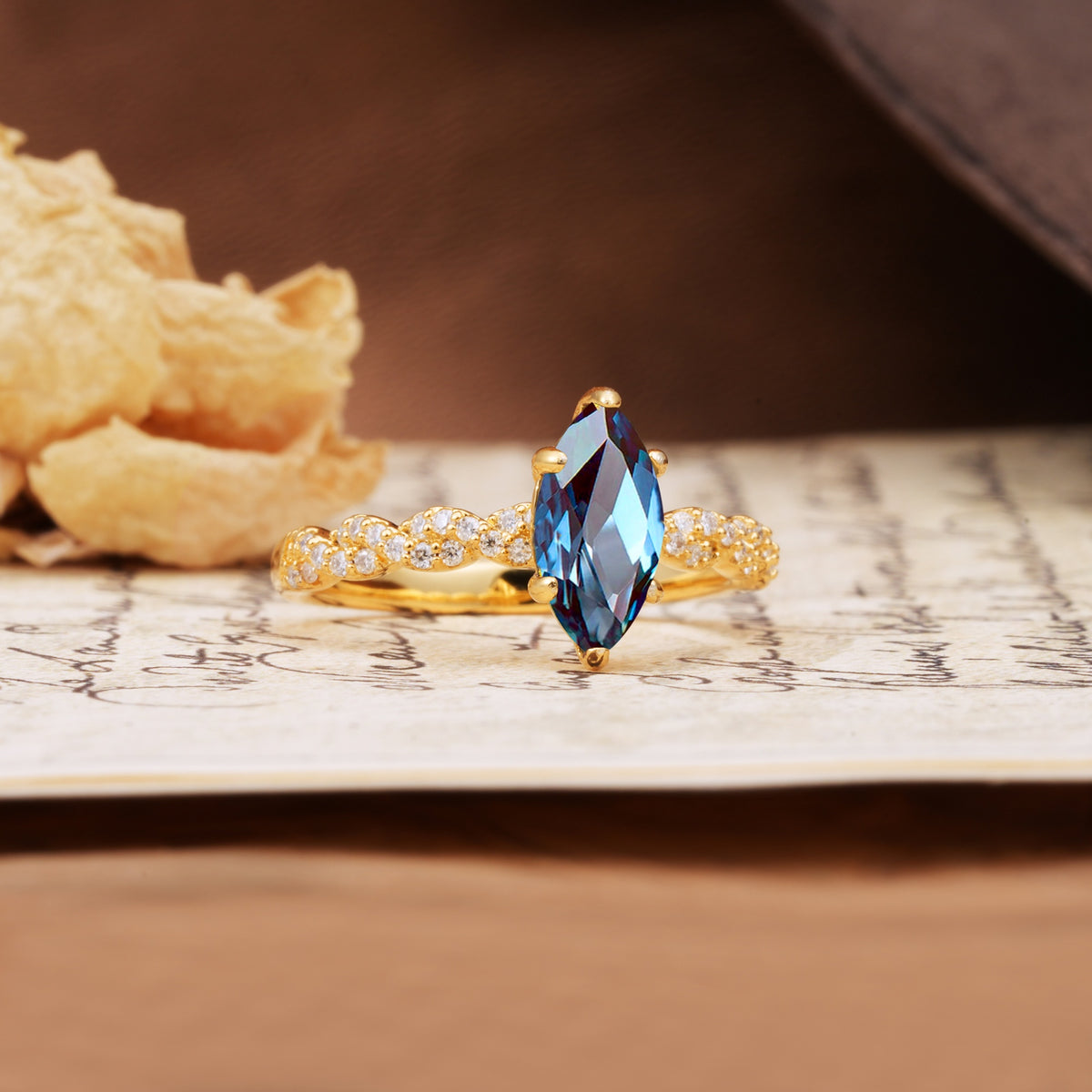 Classic Simple 8-Prong Princess Cut Alexandrite Engagement Ring - Additional view