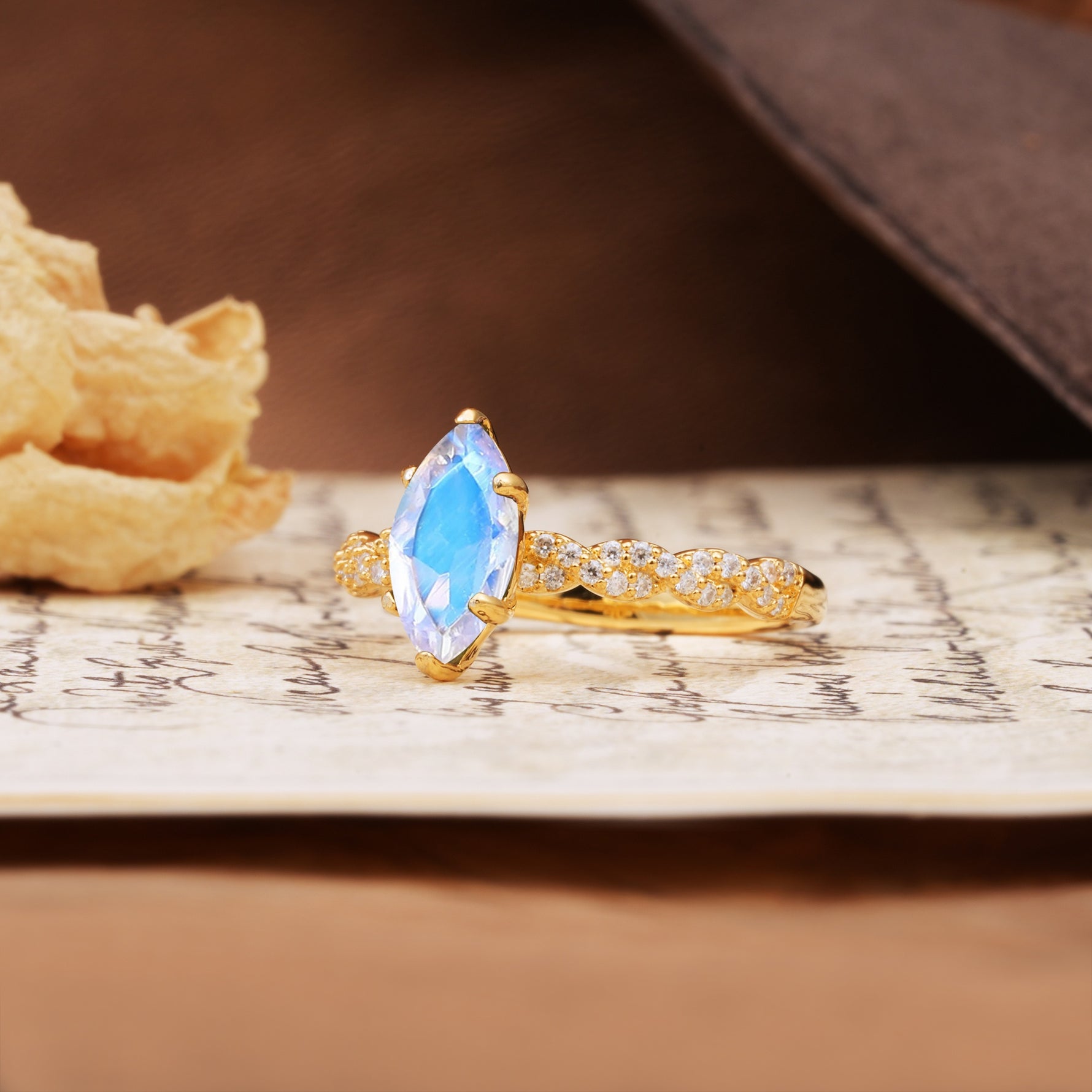 Classic Simple 8-Prong Princess Cut Moonstone Engagement Ring - Additional view