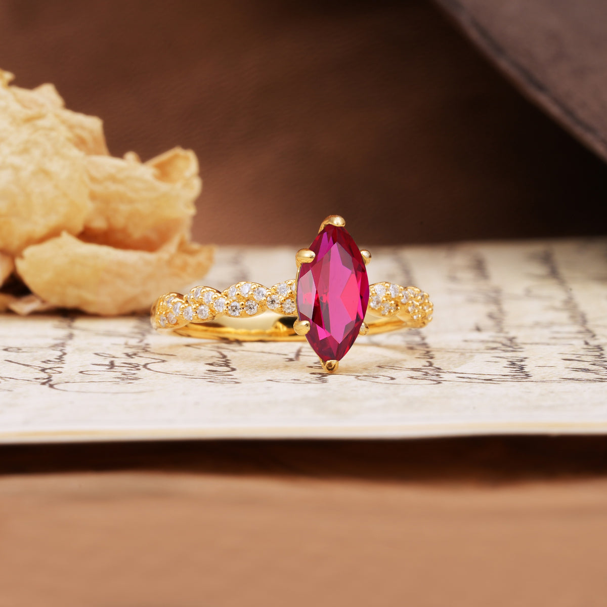 Classic Simple 8-Prong Princess Cut Ruby Engagement Ring - Additional view