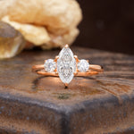 Unique Wrapped 6-Prong Marquise Cut Moissanite Engagement Ring - Additional view