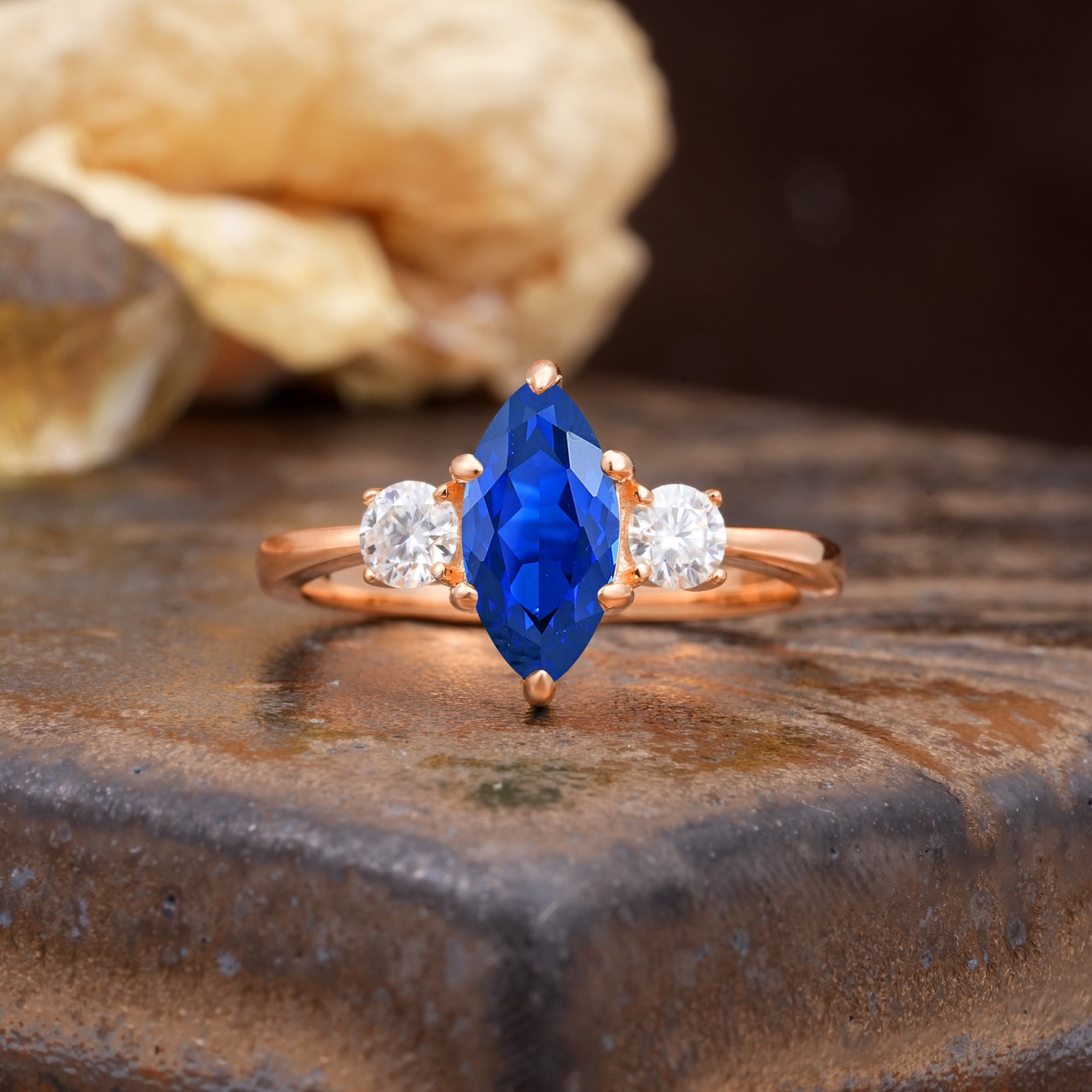 Unique Wrapped 6-Prong Marquise Cut Sapphire Engagement Ring - Additional view