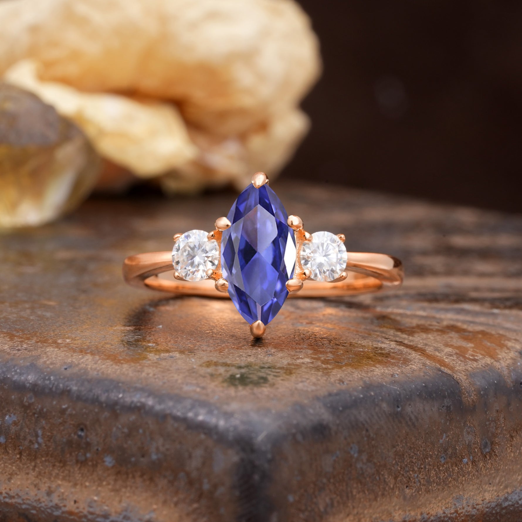 Unique Wrapped 6-Prong Marquise Cut Tanzanite Engagement Ring - Additional view