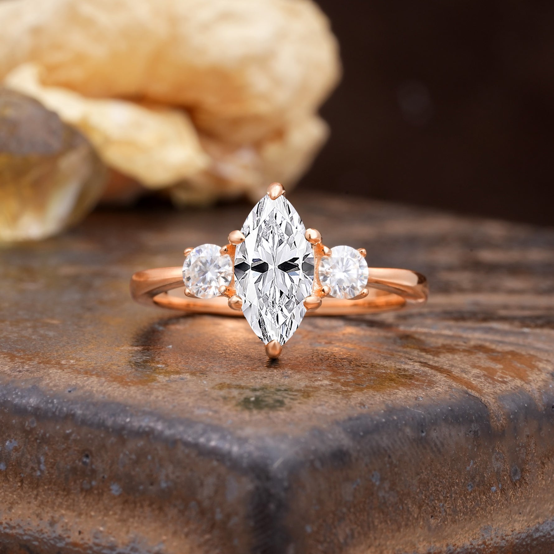 Unique Wrapped 6-Prong Marquise Cut Lab Diamond Engagement Ring - Additional view