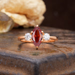 Unique Wrapped 6-Prong Marquise Cut Garnet Engagement Ring - Additional view