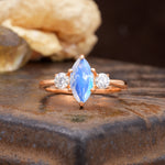 Unique Wrapped 6-Prong Marquise Cut Moonstone Engagement Ring - Additional view