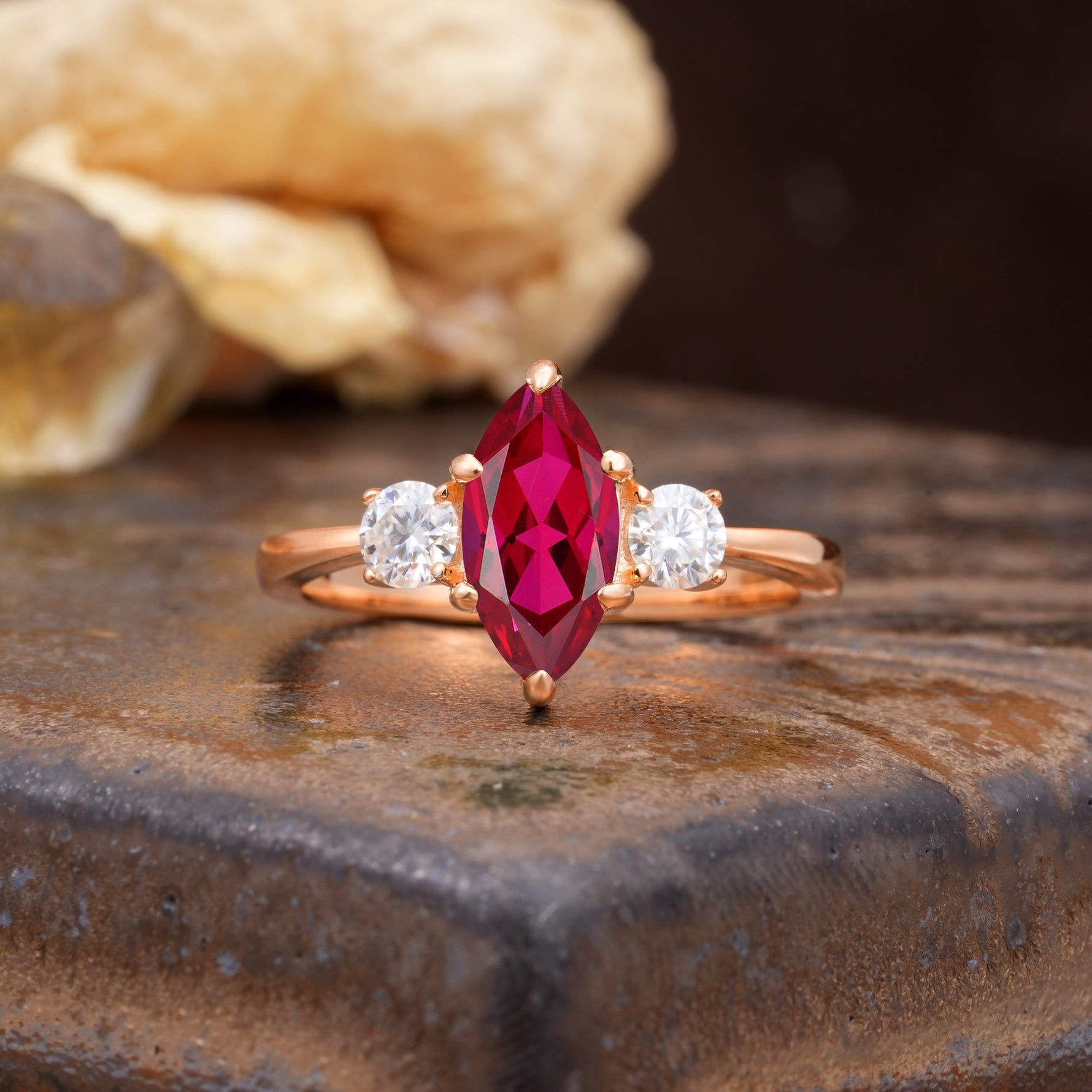 Unique Wrapped 6-Prong Marquise Cut Ruby Engagement Ring - Additional view