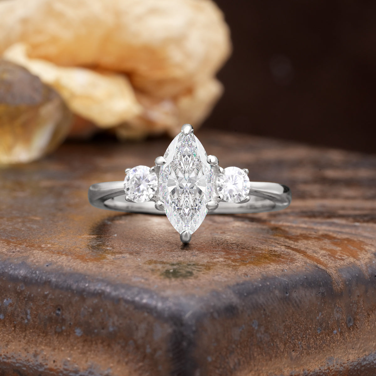 Unique Wrapped 6-Prong Marquise Cut Moissanite Engagement Ring - Additional view