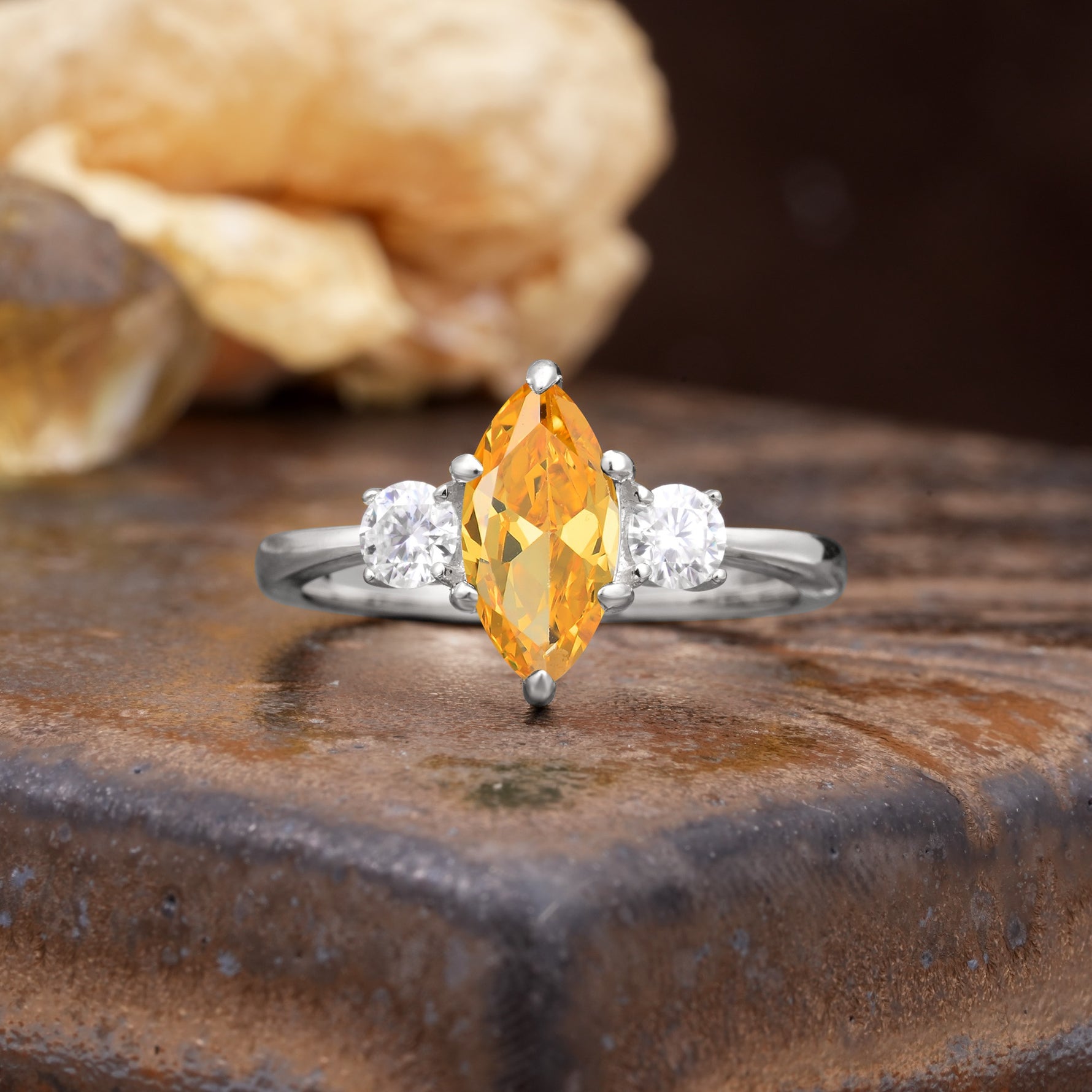 Unique Wrapped 6-Prong Marquise Cut Citrine Engagement Ring - Additional view