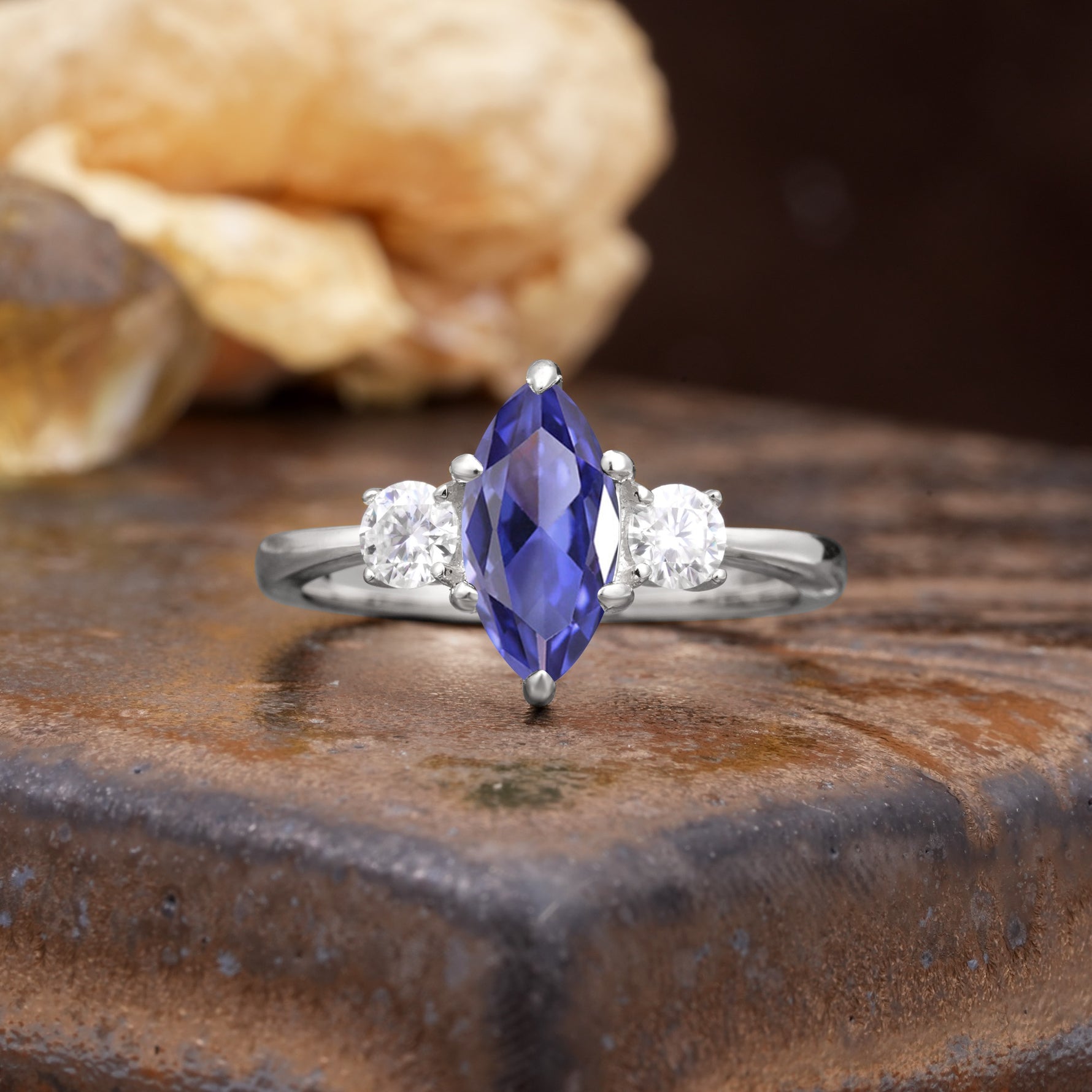 Unique Wrapped 6-Prong Marquise Cut Tanzanite Engagement Ring - Additional view