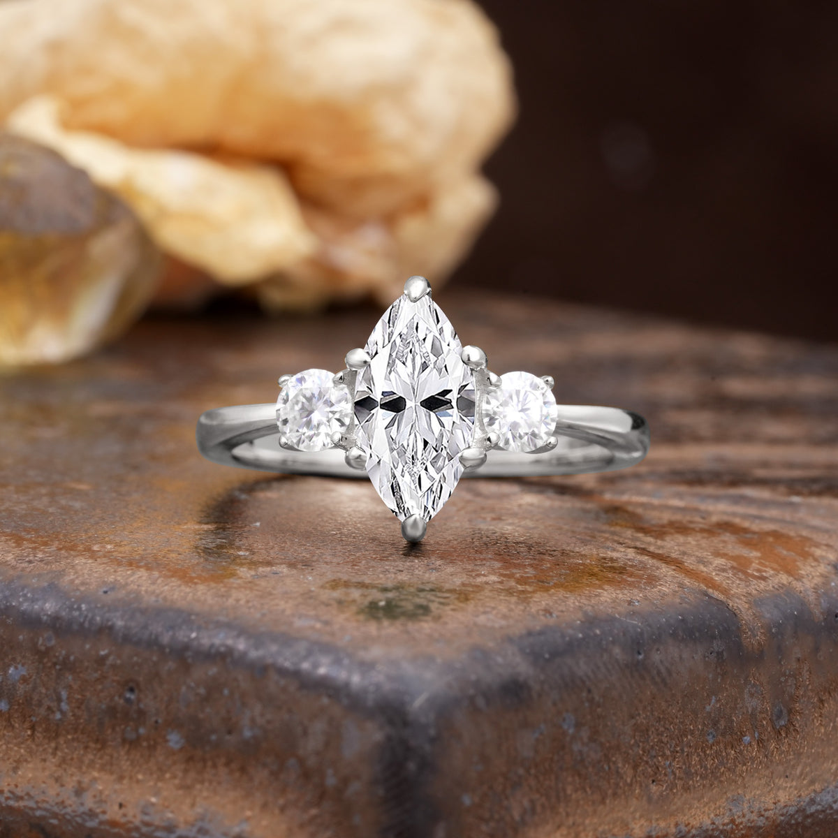 Unique Wrapped 6-Prong Marquise Cut Lab Diamond Engagement Ring - Additional view