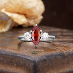 Unique Wrapped 6-Prong Marquise Cut Garnet Engagement Ring - Additional view