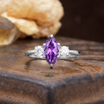 Unique Wrapped 6-Prong Marquise Cut Amethyst Engagement Ring - Additional view