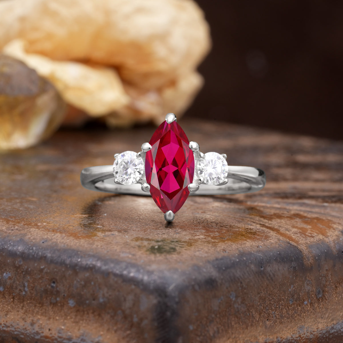 Unique Wrapped 6-Prong Marquise Cut Ruby Engagement Ring - Additional view