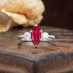 Unique Wrapped 6-Prong Marquise Cut Ruby Engagement Ring - Additional view