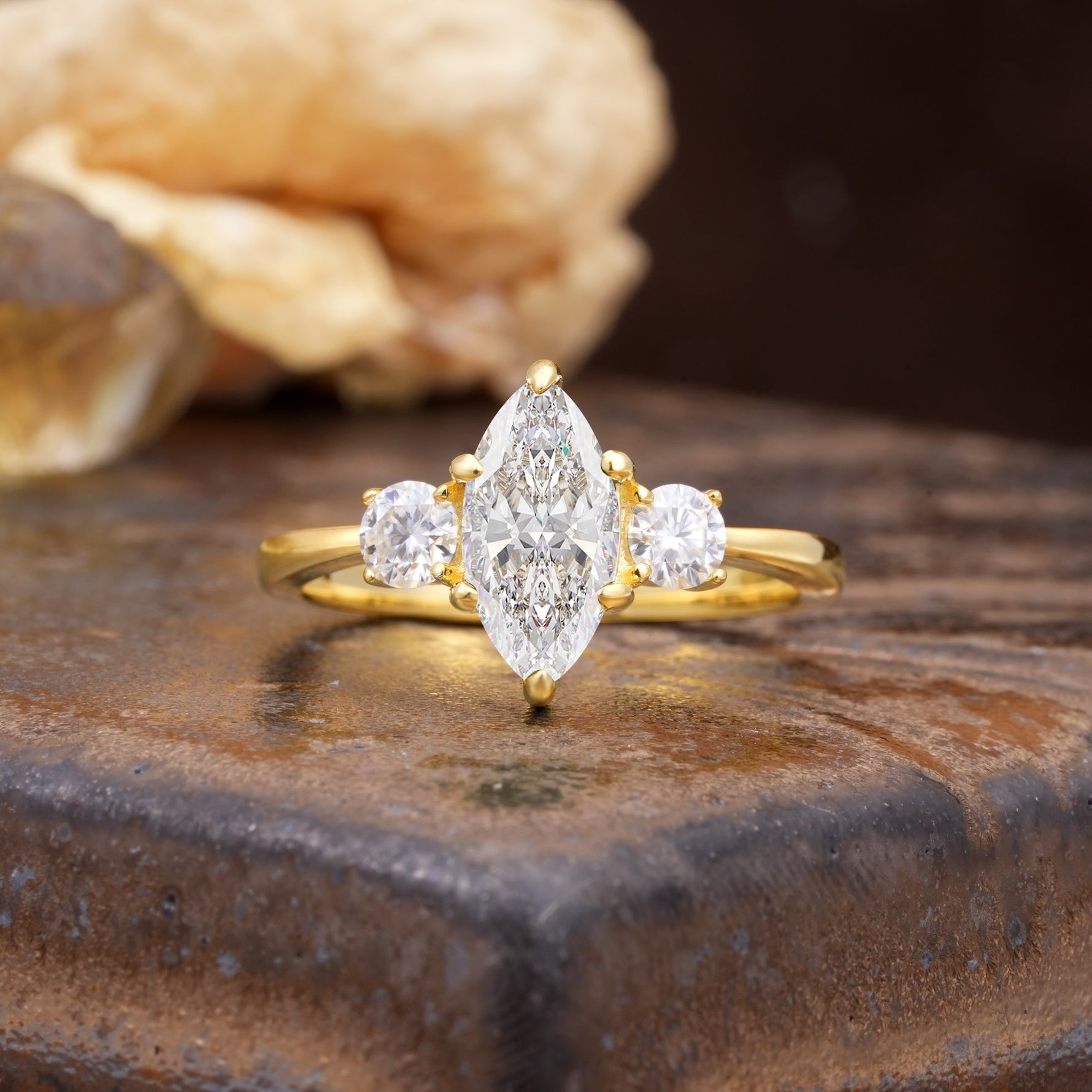 Unique Wrapped 6-Prong Marquise Cut Moissanite Engagement Ring - Additional view