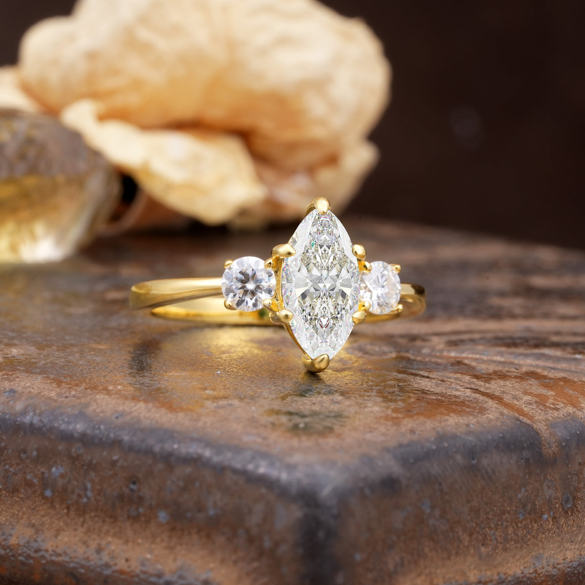 Unique Wrapped 6-Prong Marquise Cut Moissanite Engagement Ring - Additional view