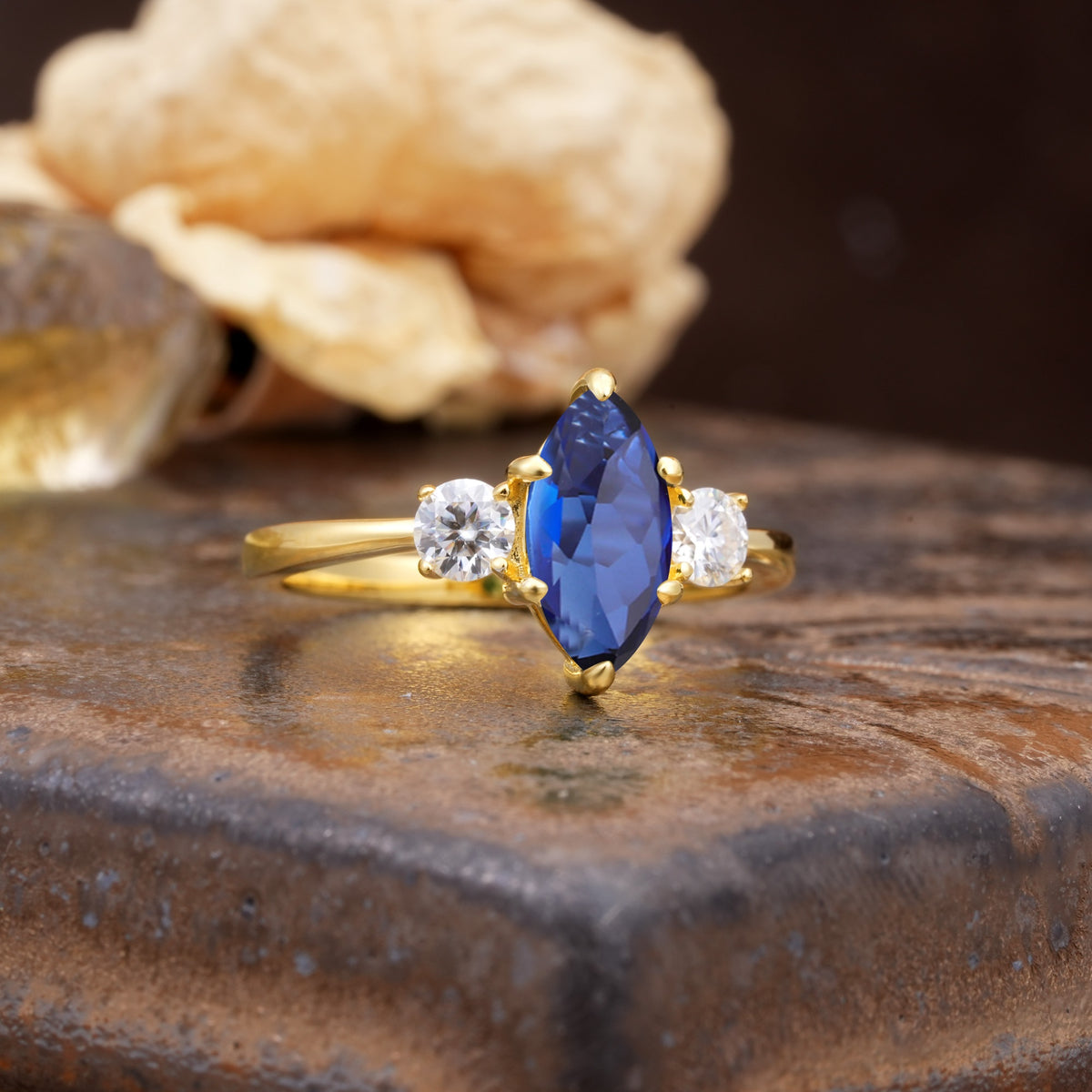 Unique Wrapped 6-Prong Marquise Cut Sapphire Engagement Ring - Additional view