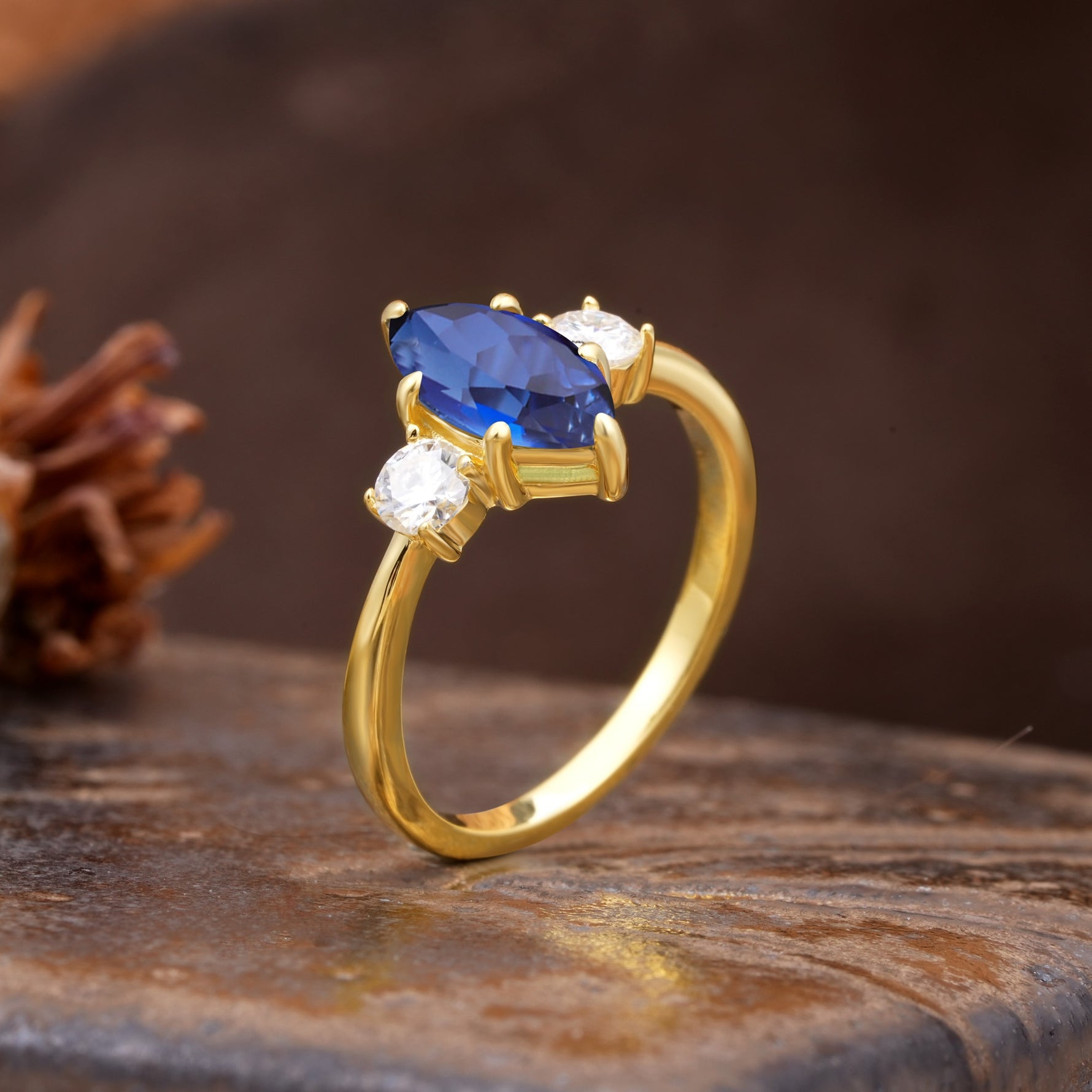 Unique Wrapped 6-Prong Marquise Cut Sapphire Engagement Ring - Additional view