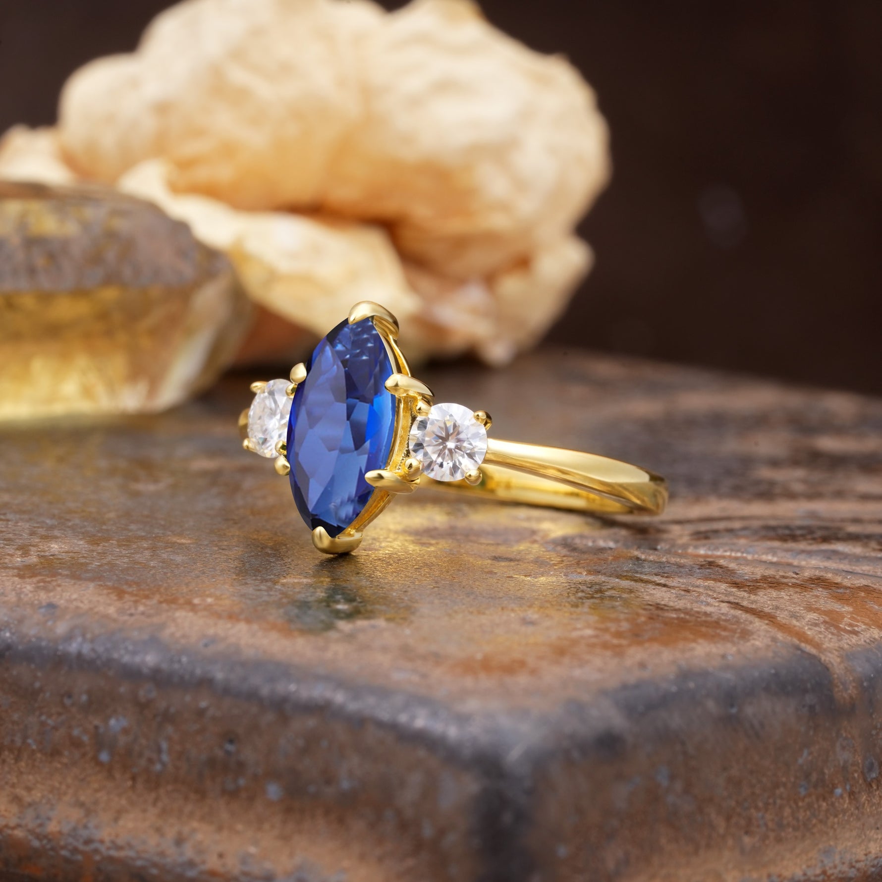 Unique Wrapped 6-Prong Marquise Cut Sapphire Engagement Ring - Additional view