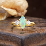 Unique Wrapped 6-Prong Marquise Cut Fire Opal Engagement Ring - Additional view