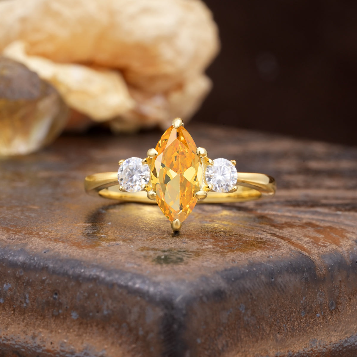 Unique Wrapped 6-Prong Marquise Cut Citrine Engagement Ring - Additional view
