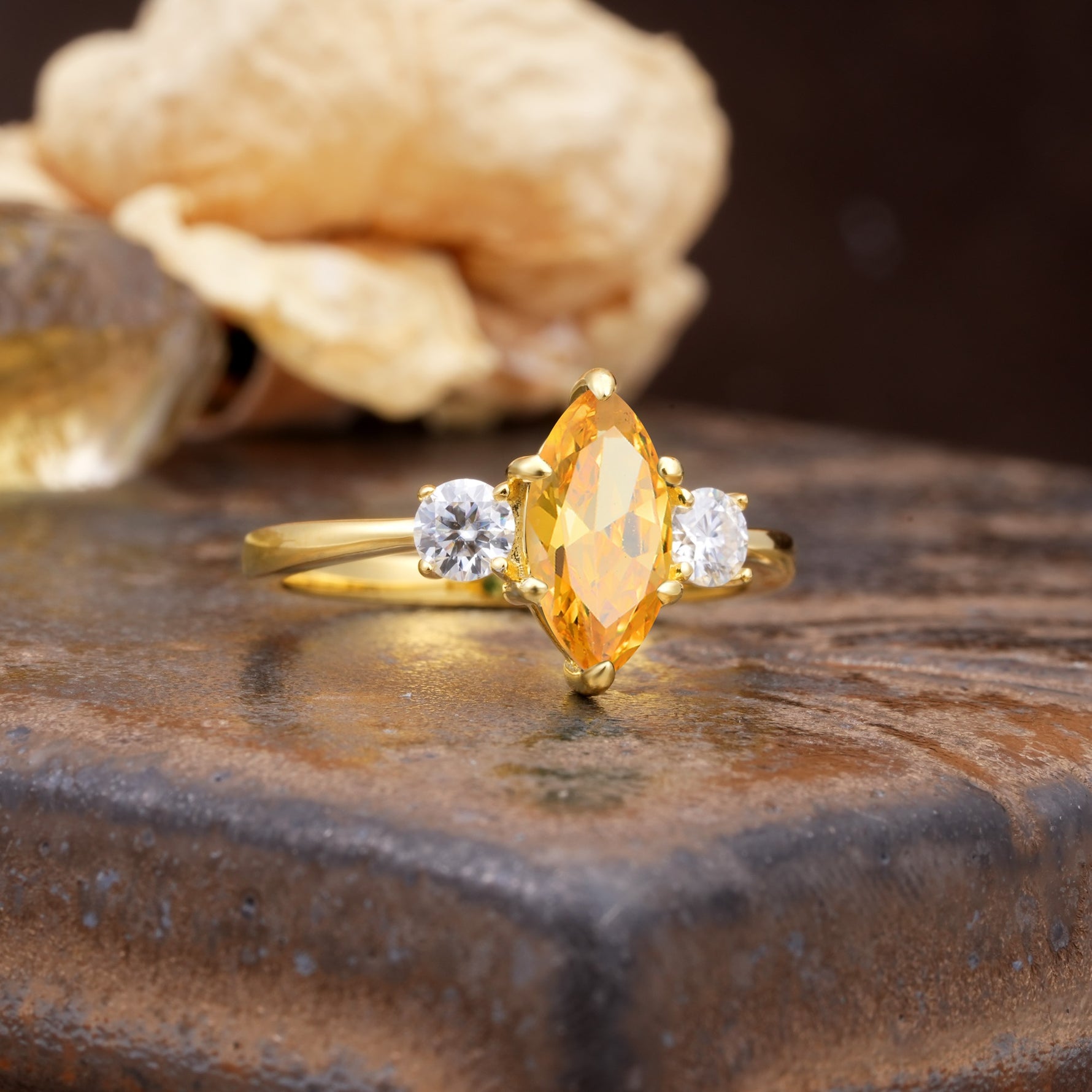 Unique Wrapped 6-Prong Marquise Cut Citrine Engagement Ring - Additional view