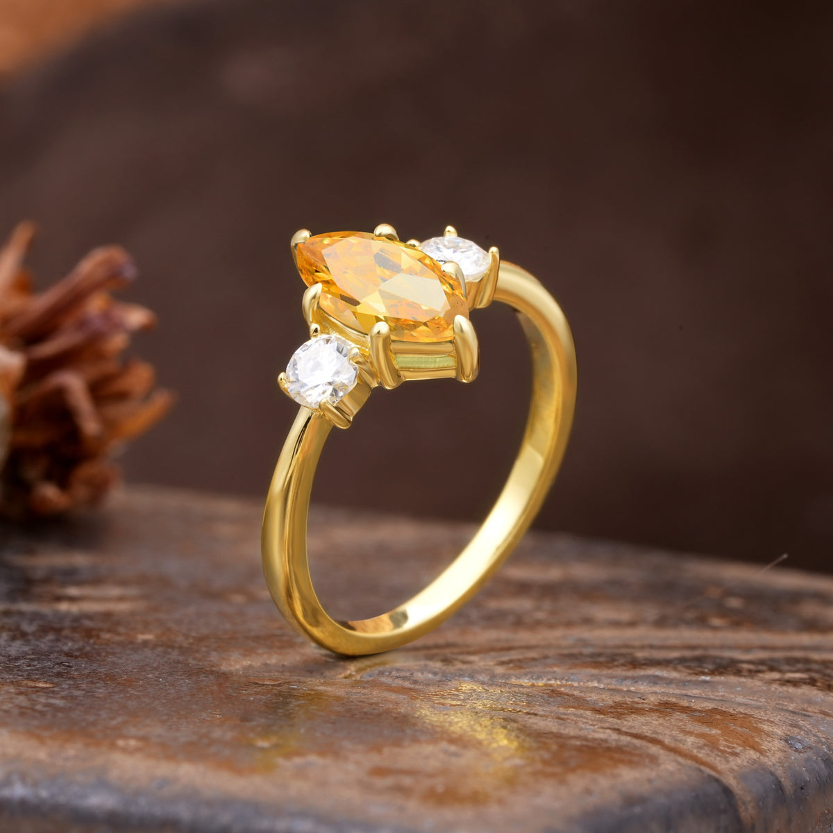 Unique Wrapped 6-Prong Marquise Cut Citrine Engagement Ring - Additional view