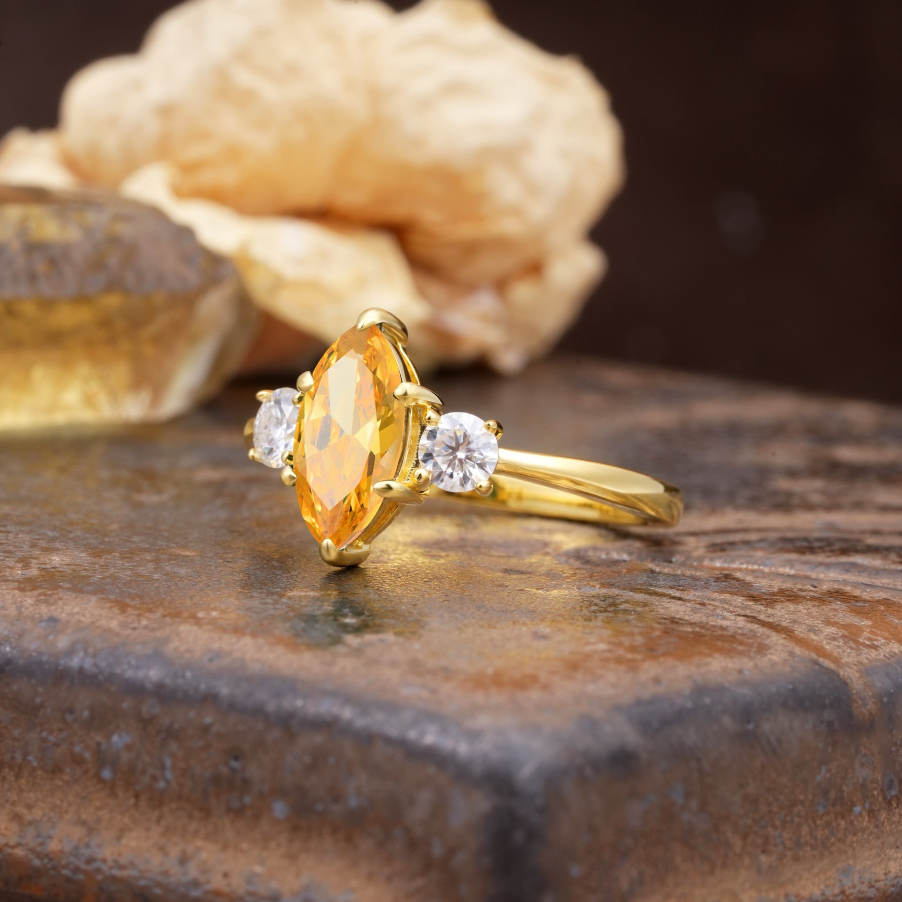 Unique Wrapped 6-Prong Marquise Cut Citrine Engagement Ring - Additional view